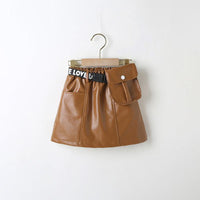 Children Girls' PU Leather Casual Skirt Trendy Girl Clothes Wholesale - PrettyKid