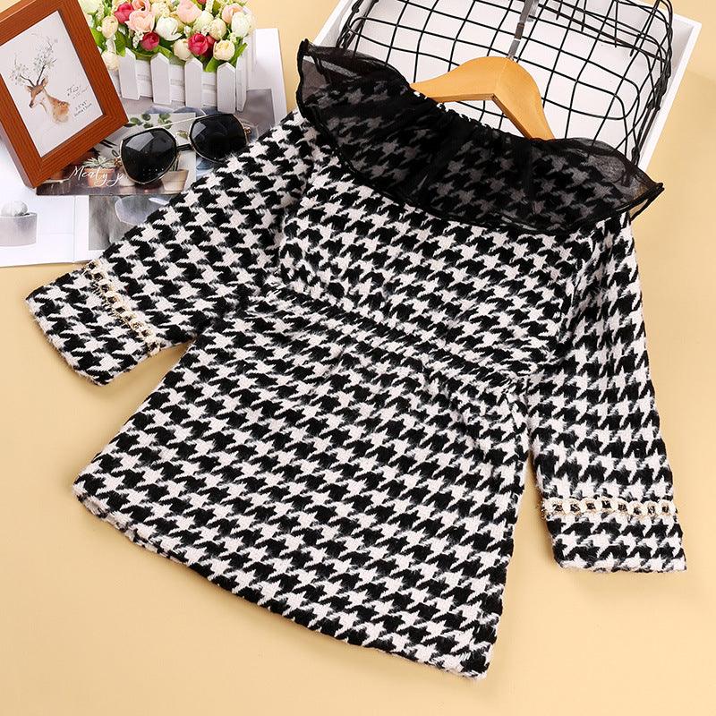 Toddler Kids Girls Plaid Long Sleeve Mesh Patchwork Lapel Coat Coat - PrettyKid