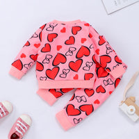 Toddler Girl Valentine's Day Love Printed Ruffle Long Sleeve Set - PrettyKid