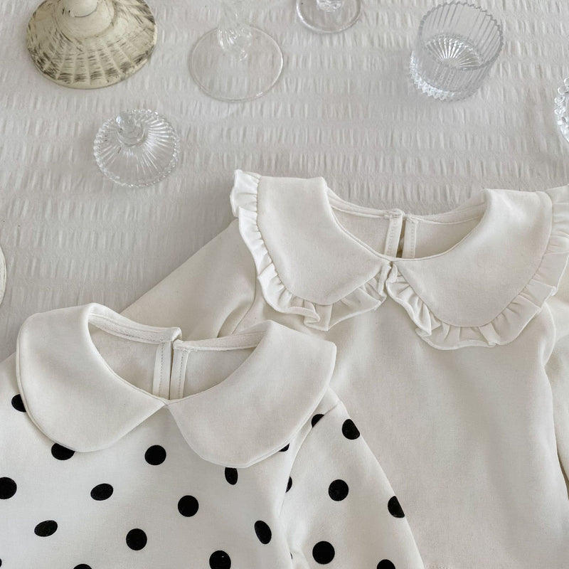 Toddler Kids Girls Solid Color Doll Collar Long-sleeved T-shirt Top - PrettyKid