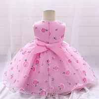 Baby Girls Flower-printed Pompous Gauze Princess Dress - PrettyKid