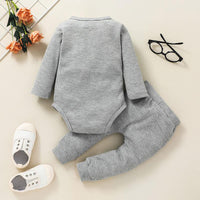 Baby Boys Girls Solid Color Knitted Striped Pullover Long Sleeve Set - PrettyKid