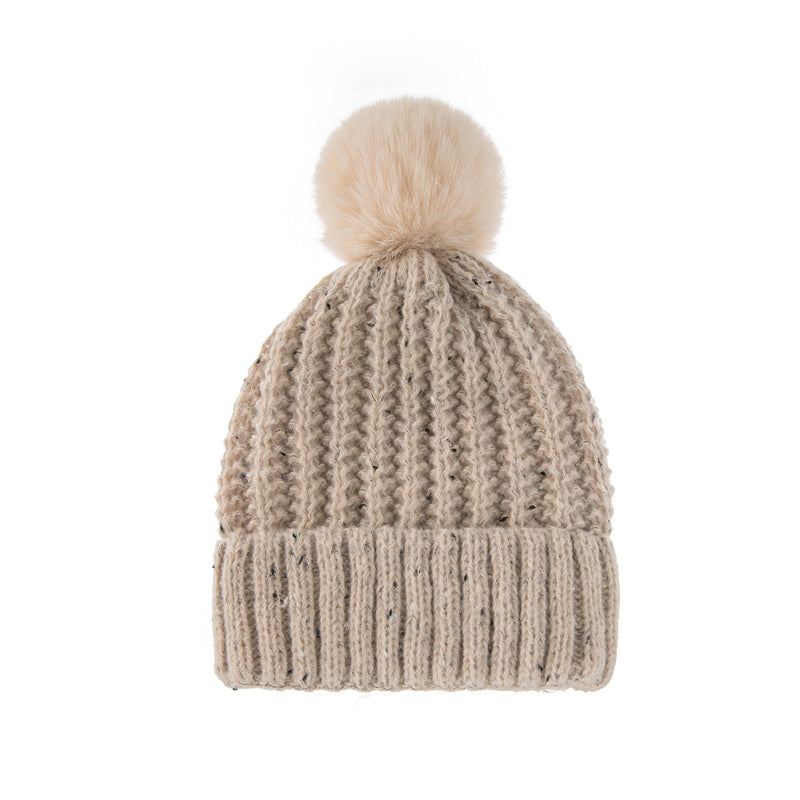 Children Autumn and Winter Pure Color Wool Ball Knitted Hat - PrettyKid