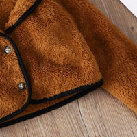 Toddler Kids Girls Brown Long Sleeved Lapel Furry Coat Skirt Suit - PrettyKid