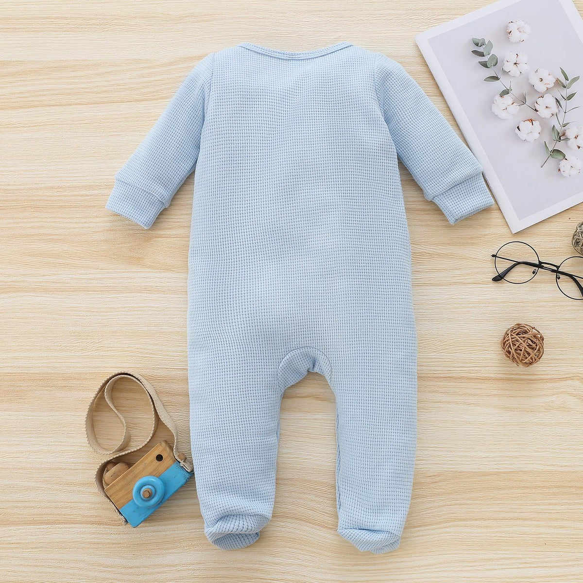 Baby Boy Girls Solid Color Foot Wrap Jumpsuit - PrettyKid