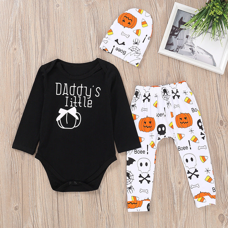 Boys' Girls' Cartoon Printed One-piece Clothes, Hats and Trousers Three Piece Set - PrettyKid