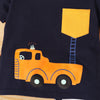 Toddler Kids Boys Solid Colour Cartoon Car Print Short Sleeve Suit - PrettyKid