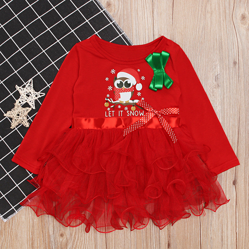Toddler Kids Girls Red Long Sleeve Dress Christmas Dress - PrettyKid