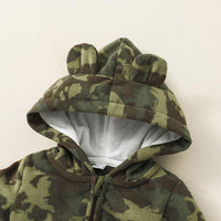 Baby Boys Hooded Long Sleeve Camouflage Fleece Jumpsuit - PrettyKid