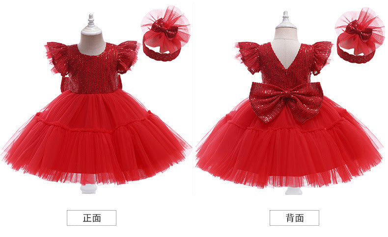 Christmas Girls Dresses Princess Dress Bow Mesh Halloween Dress Set - PrettyKid