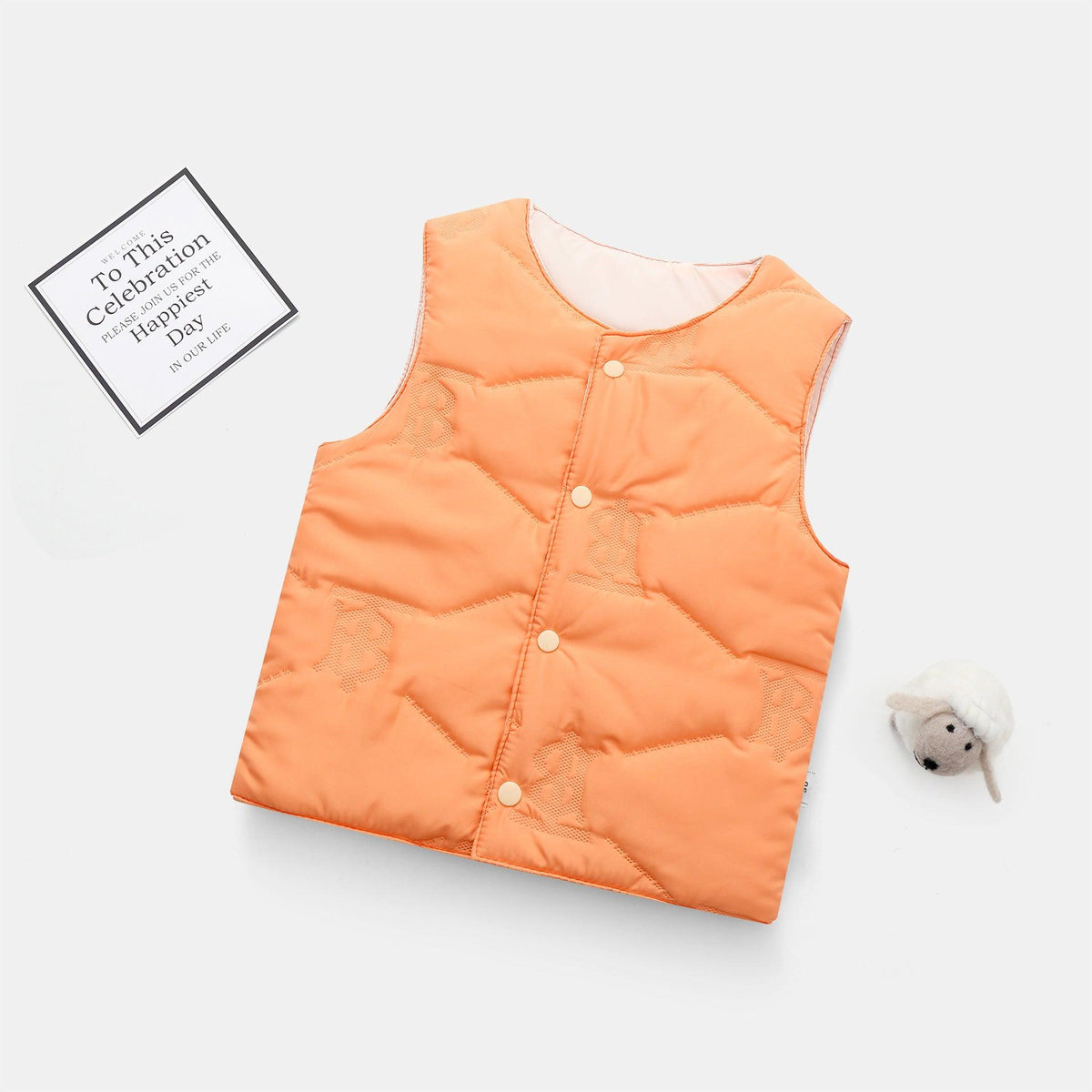 Children's Solid Color Light Down Cotton Vest with Inner Vest Waistcoat - PrettyKid