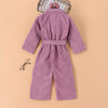 Toddler Kids Girls Solid Cotton Lapel Pocket Jumpsuit - PrettyKid