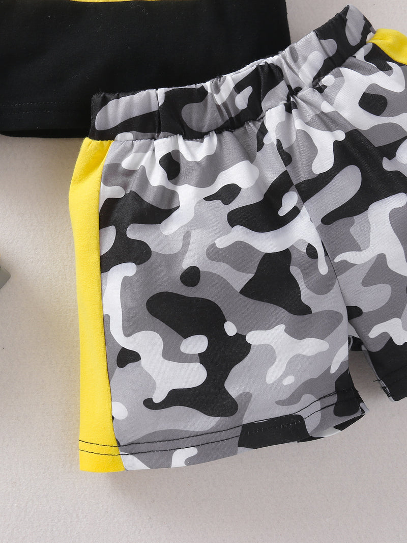 Toddler Boys Solid Camouflage Shorts Set - PrettyKid