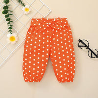 Baby Girls Letter Halloween Pumpkin Print Top Wave Dot Pants Two Piece Set Bulk Childrens Clothing - PrettyKid