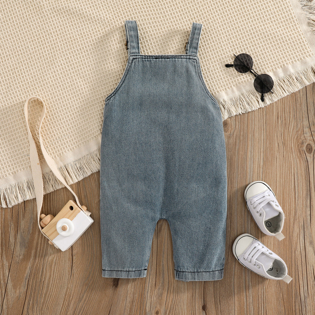 2022 Spring New Baby Boys and Girls Baby Denim Backpack Pants Personality Style - PrettyKid