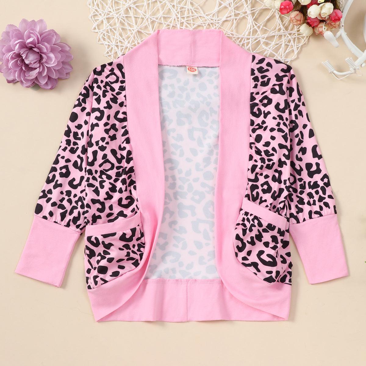 Toddler Kids Girls Long Sleeved Leopard Cardigan Coat - PrettyKid