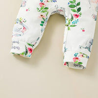 Newborn Cartoon Elephant Printed Long Sleeve Jumpsuit Hair Accessories Two Piece Set - PrettyKid