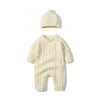 Baby Boys Girls Twist Knitting Wool Long-sleeved Jumpsuit Hat Two Piece Set - PrettyKid