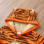 Baby Boys Girls Cartoon Tiger Shape Embroidered Cute Hooded Jumpsuit - PrettyKid
