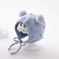 Baby Boys Girls Solid Color Cartoon Fur Ball Cotton Ear Protection Woolen Hat - PrettyKid