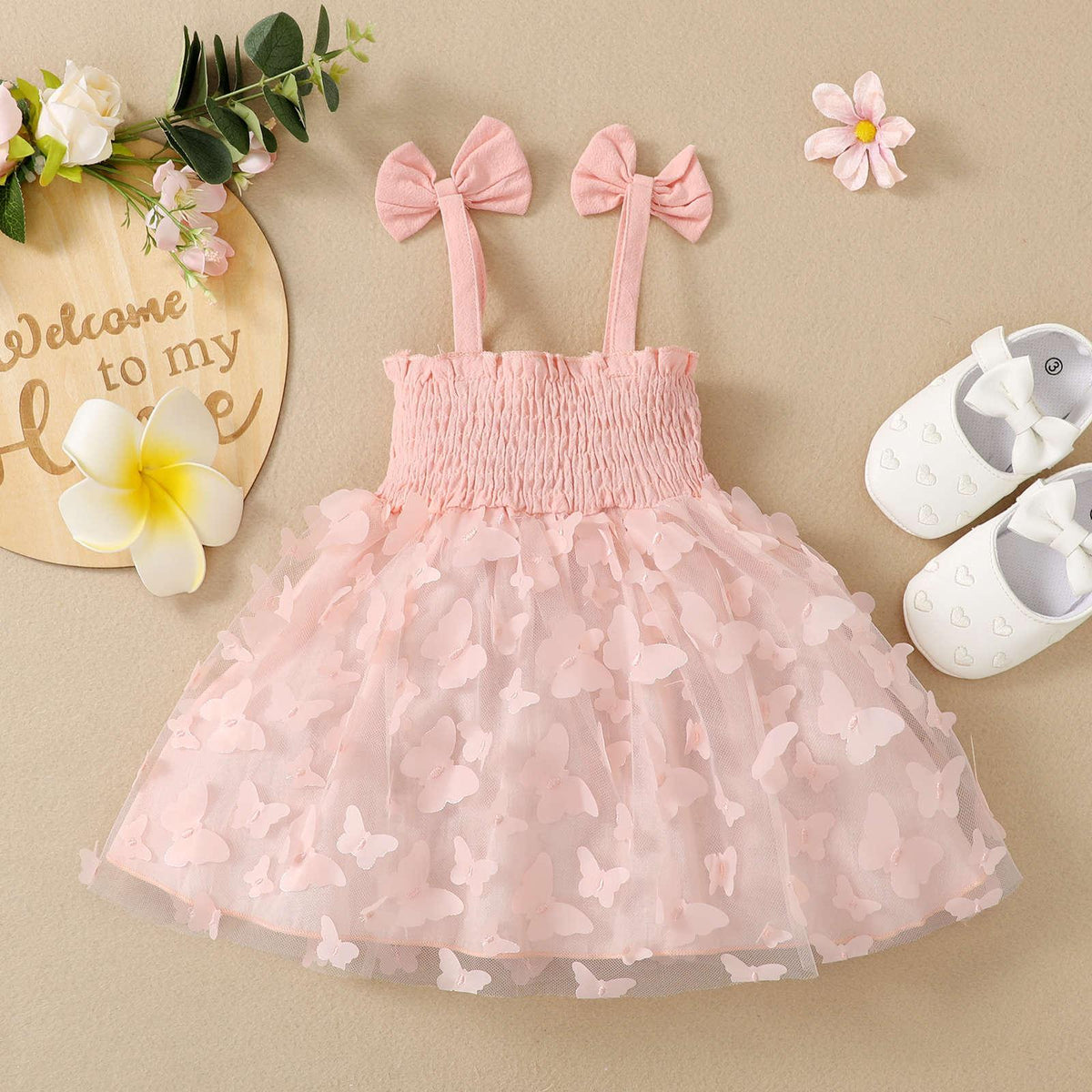 Baby's Summer Sleeveless Dress Baby's Butterfly Sling Skirt