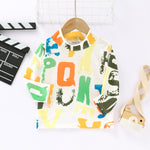 Toddler Kids Solid Color High Neck Letter Print Long Sleeve T-shirt - PrettyKid
