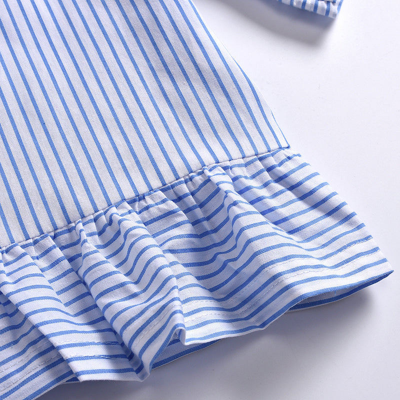 Toddler Kids Girls' Striped Long Sleeved Tops Denim Pants Set - PrettyKid