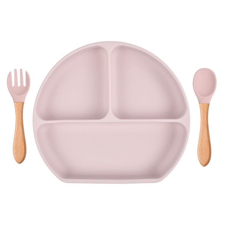 Baby Sub Format Dinner Plate Spoon Fork Silicone Set Children's Tableware - PrettyKid