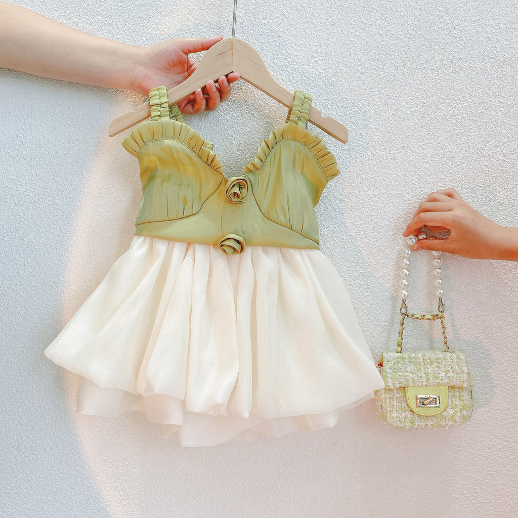 Summer New Girls' Camisole Top Plus Mesh Skirt Two-piece Set - PrettyKid