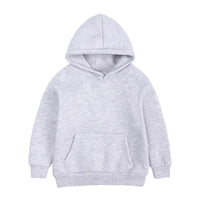 Toddler Kids Boys Girls Solid Color Padded Hooded Sweatshirt Children's Thickened Tops - PrettyKid