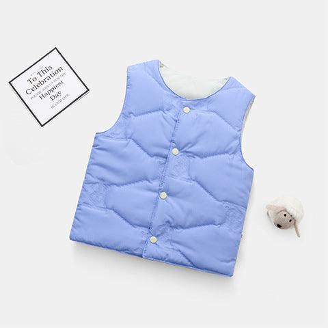 Children's Solid Color Light Down Cotton Vest with Inner Vest Waistcoat - PrettyKid