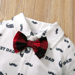 Baby Boys Cartoon Beard Print Bow Tie Bow Tie Long-sleeved Jumpsuit - PrettyKid