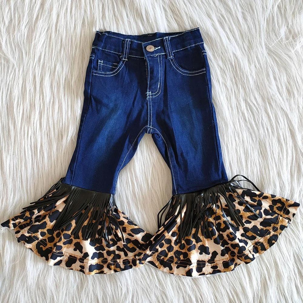 Toddler Kids Girls Denim Fringe Flared Pants Children's Fashion Clothing Wholesale - PrettyKid