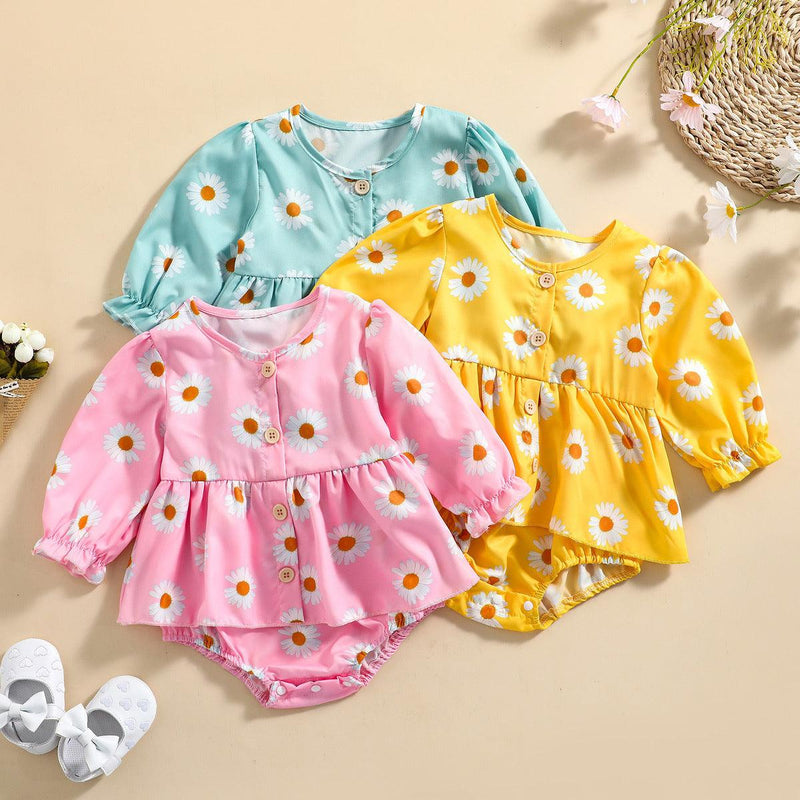 Baby Girls Daisy Flower Jumpsuit Little Girl Clothing Vendors - PrettyKid