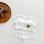 2022 Boys and Girls Summer Simple Bear Short Sleeve Shorts Set Baby Two Piece Set - PrettyKid