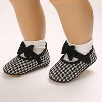 Baby Girls Plaid Bow Child Soft Rubber Sole Non-slip Baby Shoes - PrettyKid