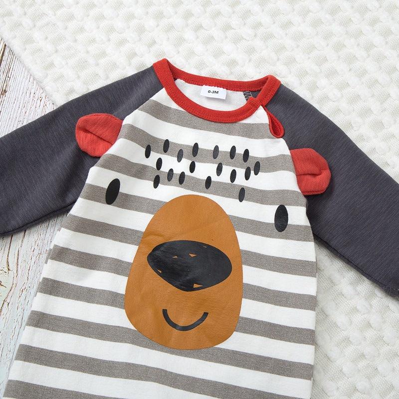 Baby Boys Dog Stripe Print Wrap Jumpsuit - PrettyKid