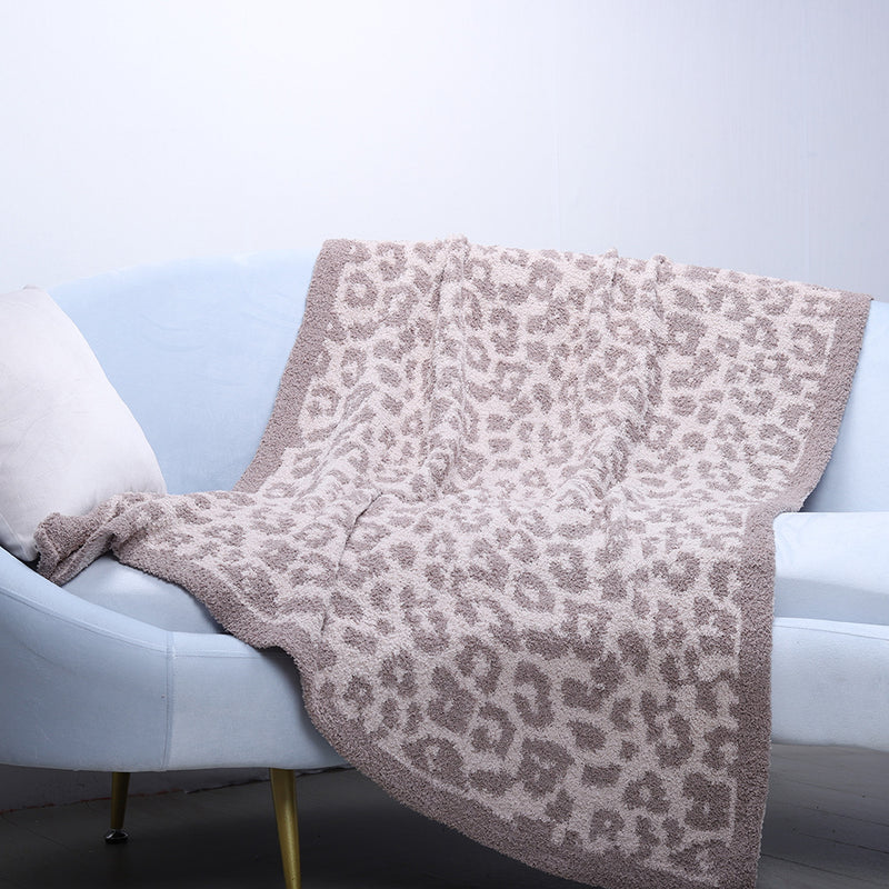 Baby Leopard Print Suede Jacquard Knitted Blanket - PrettyKid