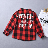 Toddler Kids Boys' Plaid Letter Print Shirt - PrettyKid