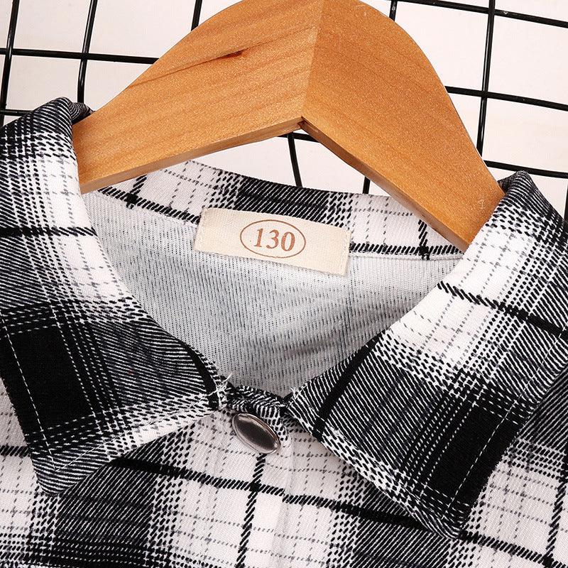 Children Plaid Printed Long Sleeve Shirt Coat - PrettyKid