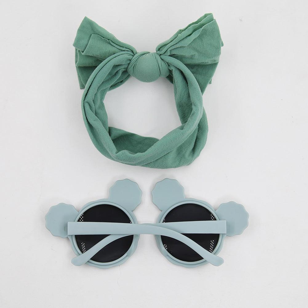 Children's Sunglasses New Vintage Love Glasses Set Hair Band Set