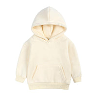 Toddler Kids Boys Girls Solid Color Padded Hooded Sweatshirt Children's Thickened Tops - PrettyKid