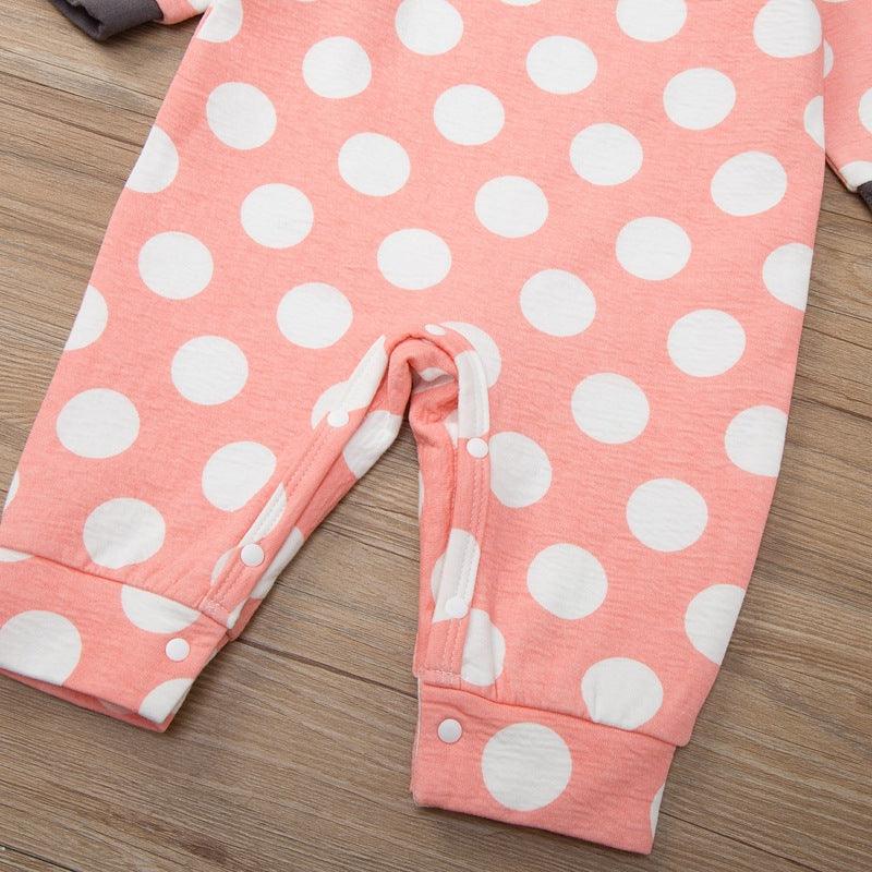 Baby Girls Lovely Pink Polka Dot Long Sleeve Jumpsuit - PrettyKid