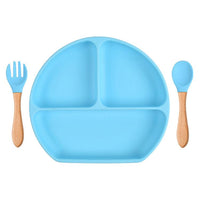 Baby Sub Format Dinner Plate Spoon Fork Silicone Set Children's Tableware - PrettyKid