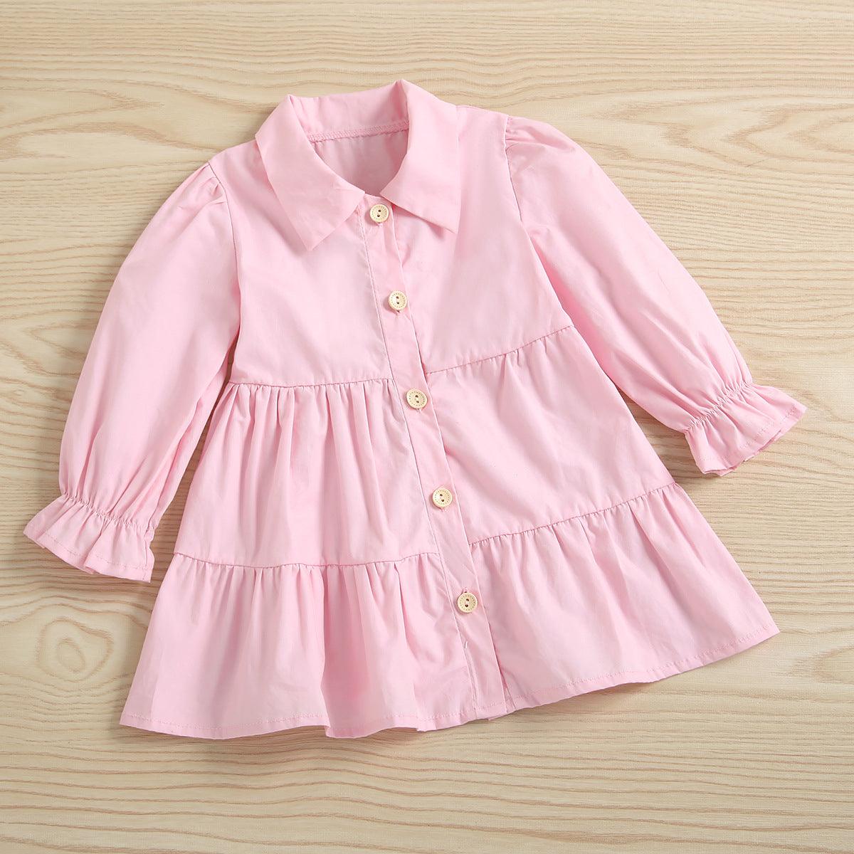 Toddler Kids Girls Pink Shirt Dress PU Leather Vest Suit - PrettyKid