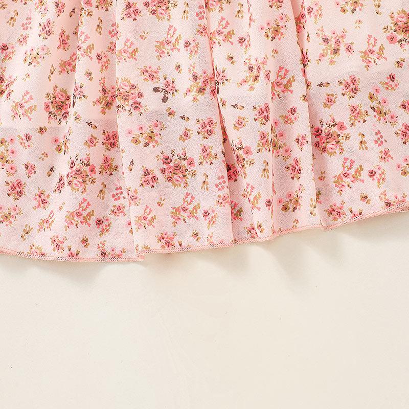 Toddler Girls Pink Flower Print Long Sleeve Dress - PrettyKid