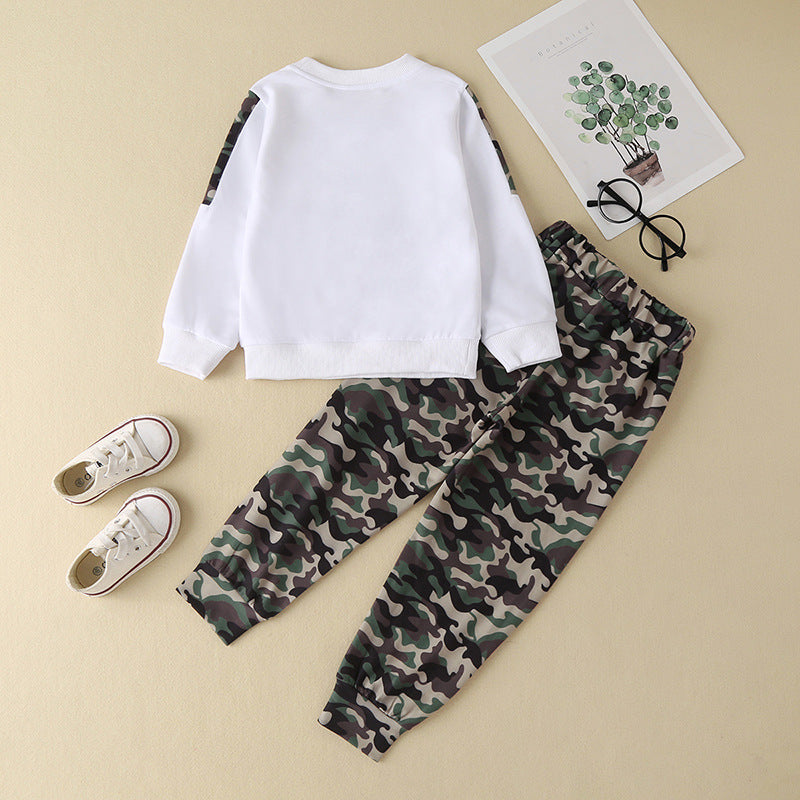 Kids Boys' Alphabet Print Camouflage Sportswear - PrettyKid