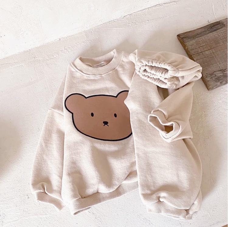 Toddler Boys Girls Cartoon Bear Print Casual Sweatshirt Set - PrettyKid