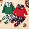 Toddler Boys Christmas Print Long-sleeved Hooded Sweatshirt and Pants Set - PrettyKid