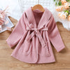 Toddler Kids Girls Solid Color Waist Trench Coat Jacket - PrettyKid